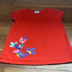 Hanna Andersson Red Kids Tee with Colorful Bird Design